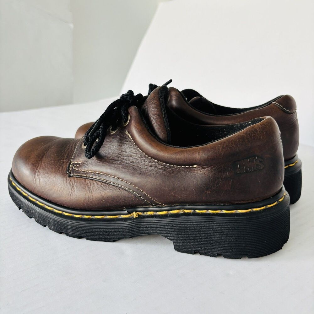 VTG Dr. Martens AW004 Brown Leather Chunky Oxford Men 9 Y2K Grunge Gorpcore Shoe